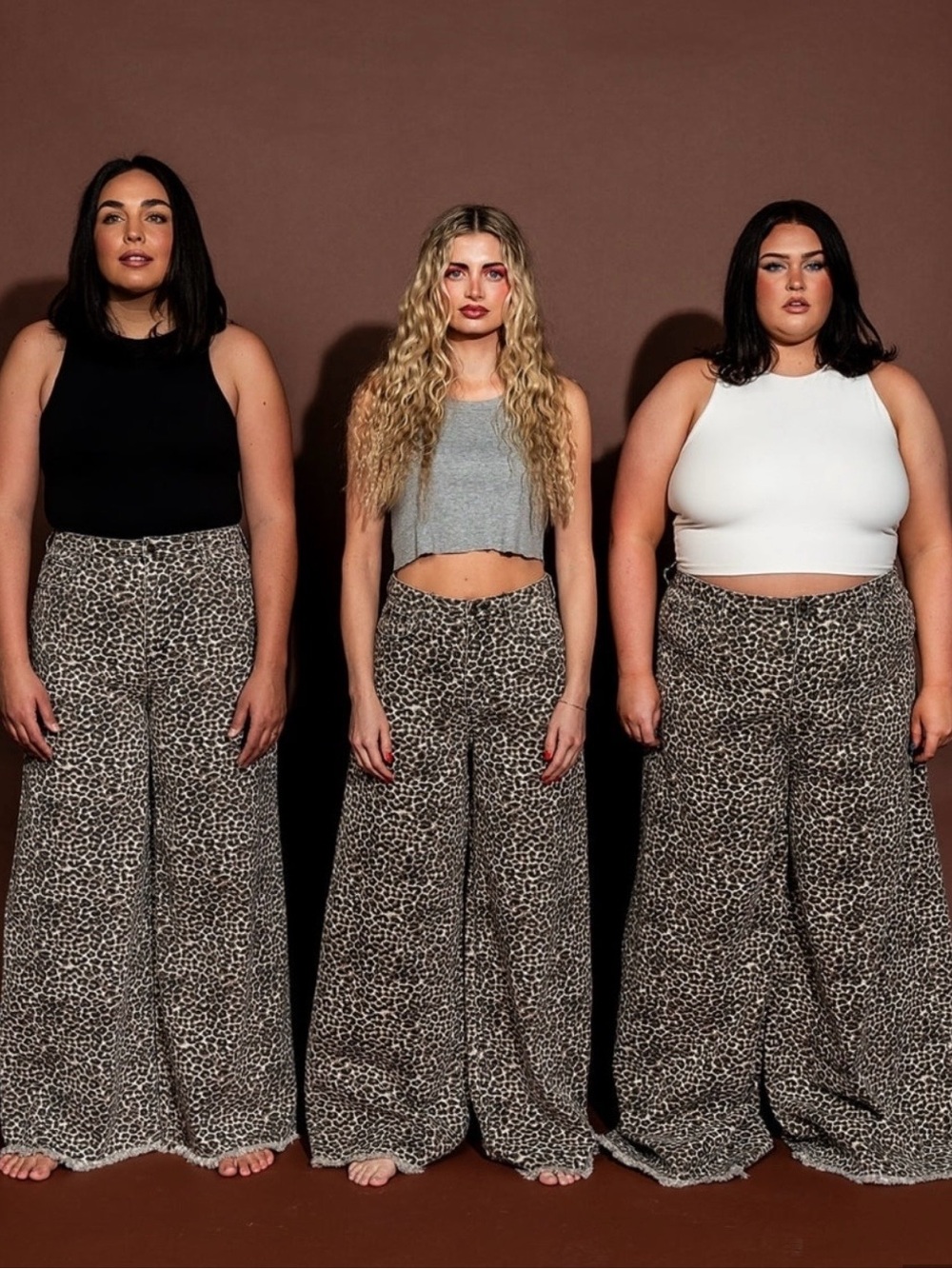 Dressed In LALA “Effortlessly Cool Wide Leg Denim in Worn-In Leopard” Size S